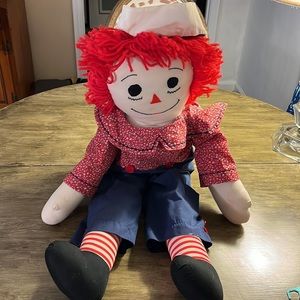 Vintage Raggedy Ann Andy Doll Large Approx. 3 Feet Tall Rare I Love You Heart